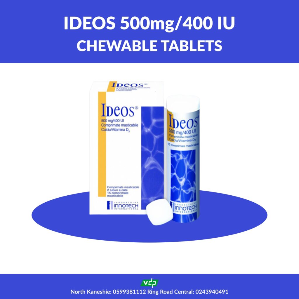 ideos 500 mg/400 IU 60 chewable tablets